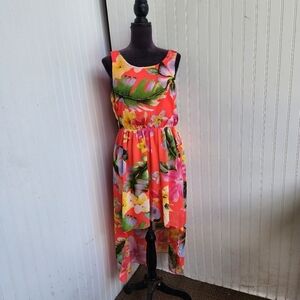 Paper Doll Womens Straply Back Floral Pink Sleeveless High-Low Hem Dress M